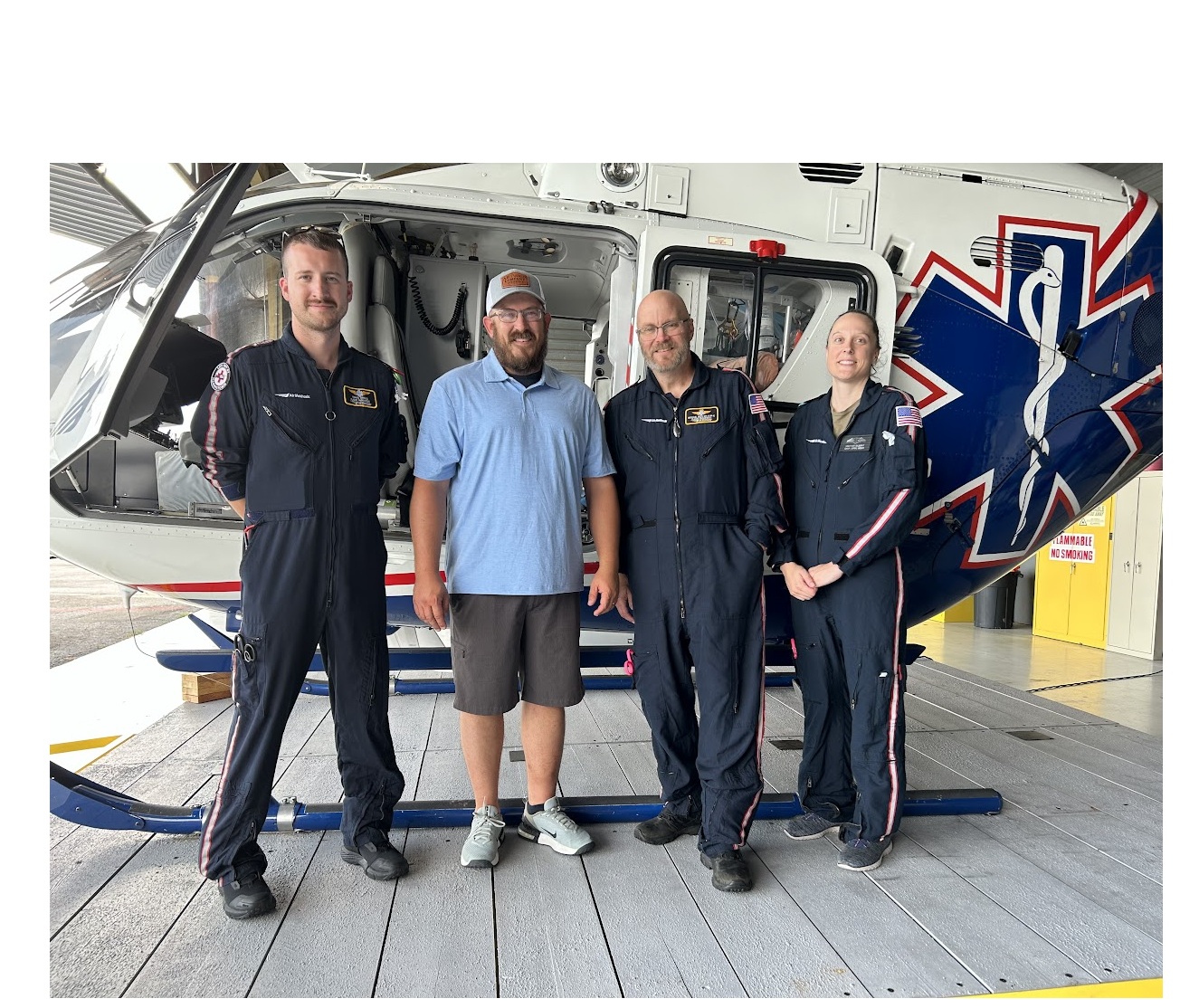 Hagerstown man embraces flight paramedic who helped save his life