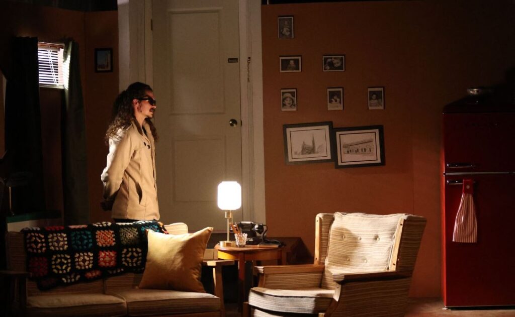 Amanda Cook portrays Susy Hendrix in Chambersburg Community Theatre’s suspenseful production of Wait Until Dark at the Capitol Theatre.