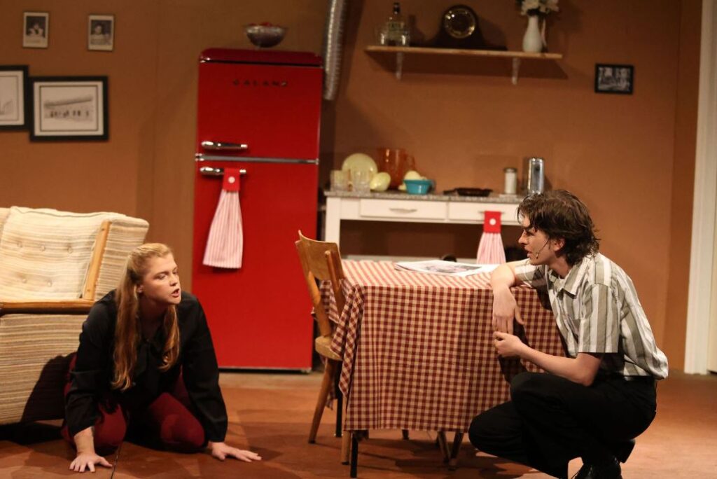 Amanda Cook portrays Susy Hendrix in Chambersburg Community Theatre’s suspenseful production of Wait Until Dark at the Capitol Theatre.